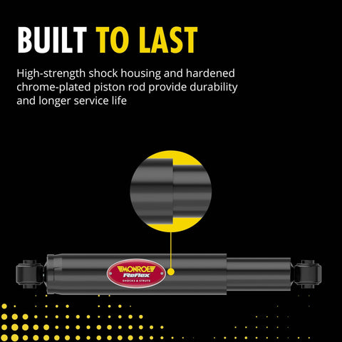 All Weather Shock Absorber For Chevy Tahoe with hydraulic lockout, nitrogen charged gas, featuring high-strength housing and piston rod.