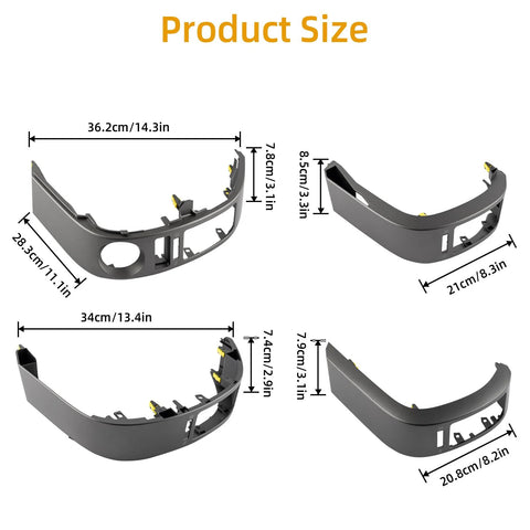 OVANOH 4-piece center A/C dash vent trim panels for Toyota Prius 2004–2009; left and right air vent outlets, gray plastic.