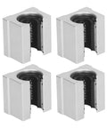 Premium Aluminum SBR16UU Linear Motion Slide Blocks for machine tools, four high precision guide rail sliders view.