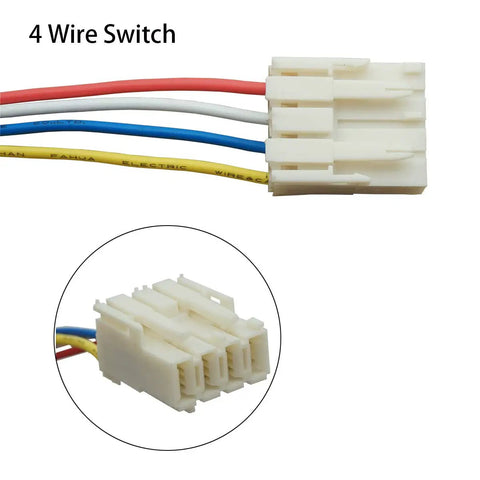 Close-up of a 4-wire switch from Plug And Play Whirlpool Washer Lid Lock Switch Assembly And Strike Kit, Easy Install Replacement Parts