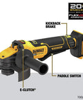 Heavy Duty Angle Grinder With 20V Max FlexVolt Advantage Muscle, Paddle Switch Trigger, Instant Kickback Brake, fits 4-1/2 to 5 inch discs.
