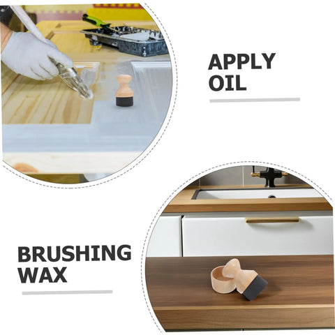 Real Deal Silicone Cutting Board Oil Wax Applicator Brush For Zero Hassle Kitchen Maintenance And Wooden Utensil Care Food Grade Mineral Oil Finishing Tool Smooth Operator No Rush Setup, brushing wax and applying oil.