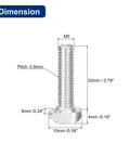 Dimensions of Hammer Head T Slot Bolts Set M5 X 20mm For 2020 Series Aluminum Extrusion Profiles Drop In Screw Studs