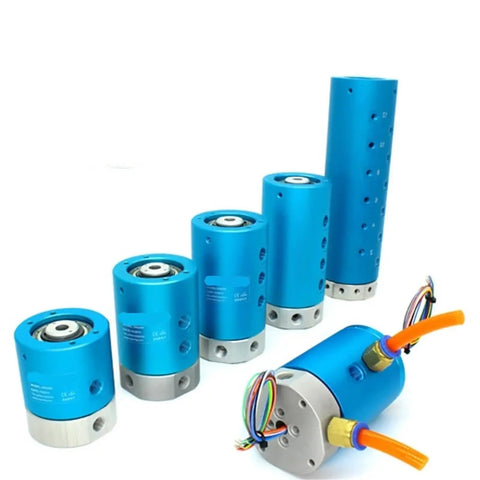 One Piece Rotary Union With G One Eighth Port And Eight Passages For Gas And Air Low Slip Ring Eight Channel Pneumatic Connector For Industrial Machinery High Flow Durable Easy Install Versatile blue metal rotary union with multi-port passages for air lines