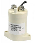 Heavy Duty DC Contactor Power Relay 30 Amp 24 Volt DC Coil Single Pole Switch For EV Charging Piles shown side angle.