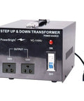 Beefy 1000W Step Up And Down Voltage Transformer With On Off Switch For 120V And 100V Countries Converts 120V To 100V And 100V To 120V Heavy Duty US To Japan Power Converter For All Electronics And Appliances, featuring dual outlets and voltage switch.