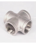 1-1/2 Inch BSP Female Cross 304 Stainless Steel 4 Way Pipe Fitting For Water Oil Air Systems, Heavy Duty Connector