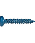 100 Pk 3/16 By 2 1/4 Inch Pan Head Masonry Screws Star Socket Self Tapping Concrete Fasteners shown from the side.