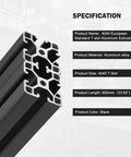 4Pack 4040 T Slot Aluminum Extrusion 600mm Black 40x40 Anodized European Standard Framing For DIY 3D Printer Builds And CNC Projects