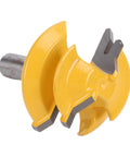 Lock Miter Router Bit For 45 Degree Wood Joinery Cut With Sturdy Alloy Build designed for smooth and precise cuts, showing a detailed front view.