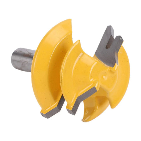 Lock Miter Router Bit For 45 Degree Wood Joinery Cut With Sturdy Alloy Build designed for smooth and precise cuts, showing a detailed front view.