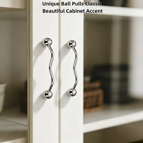 5.91 Inch Bright Chrome Zinc Alloy Cabinet Pulls With 128mm Hole Spacing Heavy Duty Round Ball Drawer Handles For Kitchen Cabinets
