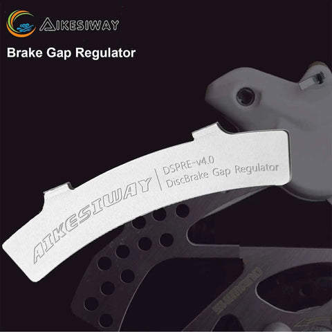 Bike Disc Brake Truing Fork And Alignment Tool Set with Pad Gap Regulator showing stainless steel regulator detail