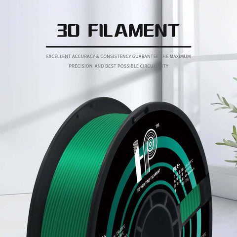 Silk PLA Filament 1.75mm 1Kg Spool For 3D Printers, Dope Silk Green With Smooth Finish, 0.02mm Dimensional Tolerance, USA Made