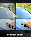 Before and after using Windshield Repair Kit for DIY Fixes, Professional Auto Glass Repair Fluid with Tools on car glass