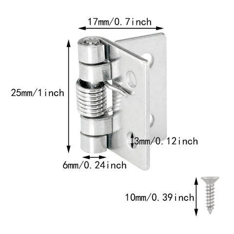 1 Inch Spring Loaded Hinges 10 Pack Self Closing Two Way Hardware For Furniture Boxes Cabinets With Screws Durable Iron