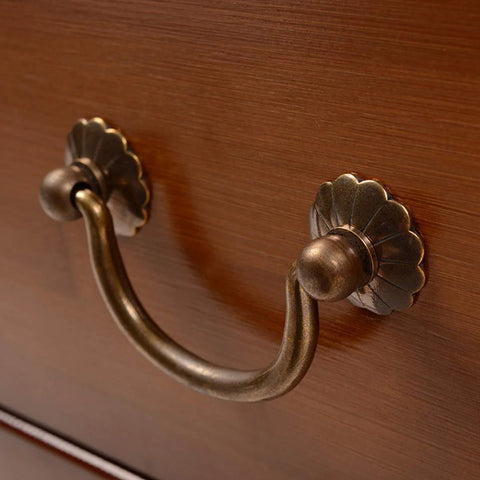 Six Pack Traditional Bail Cabinet Pulls In Antique Brass For Dresser Drawers And Cabinets, Vintage Shabby Chic Hardware