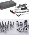 Heavy Duty Drive Socket Set With SAE And Metric Sizes, Ratchet Wrench Kit With S2 And CRV Sockets, Pro Grade Chrome Vanadium Mechanic Tool Kit