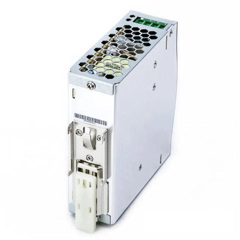Industrial 12V 120W DIN Rail Power Supply With UL 508 TÜV Certification, Short Circuit And Overload Protection, High Efficiency, Beefy And Reliable For Control Panels And Semiconductors. Metal housing with DIN rail clip and terminal block