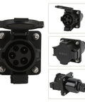 Type 1 EV Charging Socket Black AC Charger Connector SAE J1772 with protective cap for reliable 16A 32A charging.