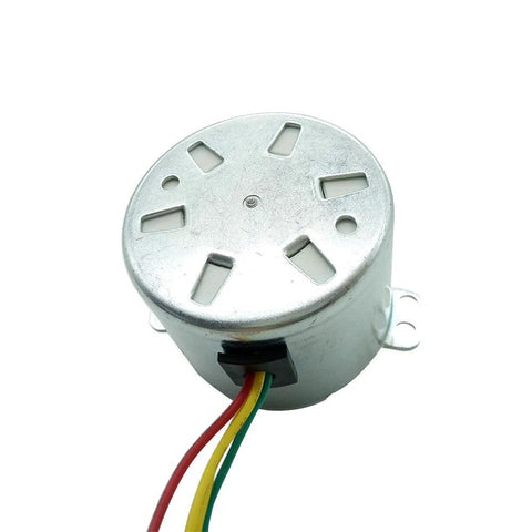 Bringsmart round silver gear motor with vented front face, side mounting tab, and multicolor wires.