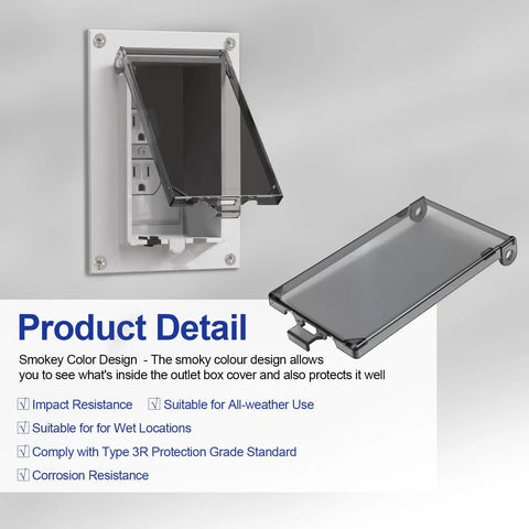 Slick Smoky Clear View Electrical Outlet Box Covers Type 3r Wet Location Enclosure 4 Pack displayed, showcasing protection and visibility.