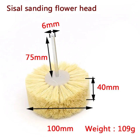Sisal And Pig Hair Polishing Brush Wheel That Flips The Switch On Rotary Drill, 100mm diameter, for fast waxing and buffing.