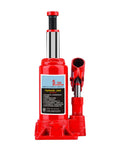 Heavy Duty 5 Ton Hydraulic Bottle Jack For Cars And Trucks, red steel manual car lift with vertical design.
