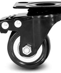 Heavy Duty Polyurethane Swivel Casters Pack Of 4 1.6 Inch Black Rolling Wheels For Furniture And Trolleys side view of caster
