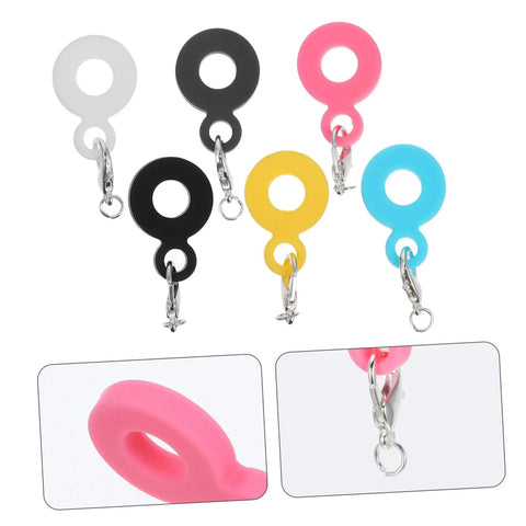 Six Pack Silicone Straw Charm Adapters For Tumblers, stylish colorful pendants in assorted colors with silver clips for parties