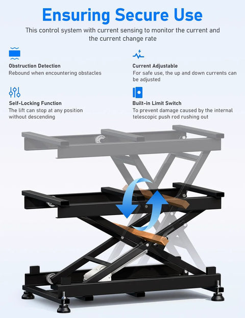 DIHOOL electric scissor lift table, black steel frame with lifting arms
