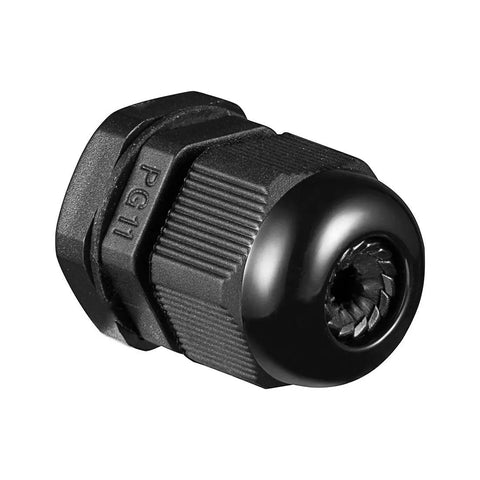 Front view of PG11 Waterproof Nylon Cable Gland Joint with Adjustable Locknut for 5 to 10 mm Cable Built for Tough Jobs IP68 Sealed