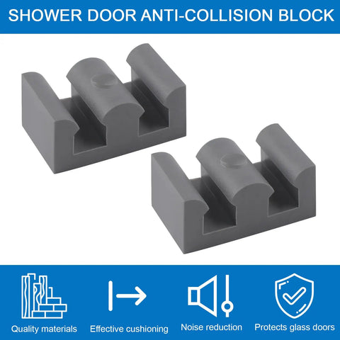 8 Pack Framed Sliding Shower Door Bumpers, Clear Motion Buffer Pads For 10mm Thick Glass Doors, Anti Collision Stoppers For Bathroom Enclosure Tracks, Easy Install, gray rubber