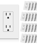 15 Amp Decorator Receptacle Outlet 20 Pack With Screwless Wall Plate Non Tamper Resistant 125V UL Listed Standard Electrical Outlet