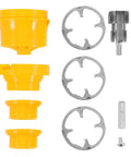 Tabletrends Electric Pipe Threader Kit with Multiple Alloy Dies for 1/2 and 3/4 Inch includes plastic and metal components.