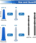 182 Piece Concrete Anchors And Screws Kit With 90 Wall Anchors 90 Masonry Screws And 2 Drill Bits for DIY mounting
