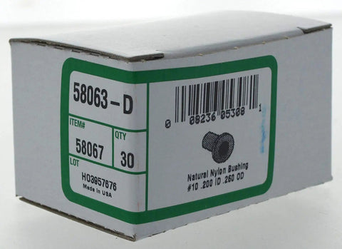 Box of Heavy Duty Nylon Flanged Bushings for Smooth As Butter Rotary Motion, 30 count, size #10, made in USA.