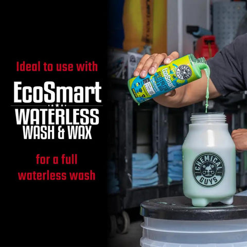 Person pouring EcoSmart Waterless Wash into Mr Sprayer Full Function Pump Sprayer For Home, Garden, And Car Detailing, 50 Oz Heavy Duty Multi Purpose Spray Bottle With Adjustable Pattern, Easy Pump Action For Cleaning, Washing, And Detail Work