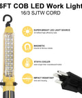 Ultra Bright 20 COB LED Trouble Light With Magnetic Base And Dual Swivel Hook, Corded Handheld Work Light For Car Repair