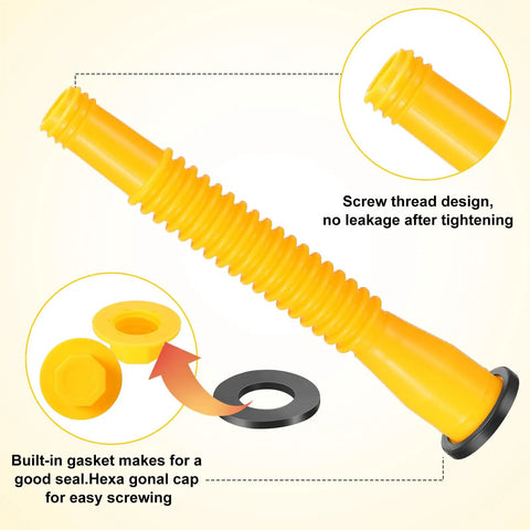 Gas Can Spout Replacement Kit With Nozzles Caps Gaskets And Drill Bit For Most One Half Gallon, Five Gallon And Ten Gallon Oil Cans with threaded nozzle and gasket.