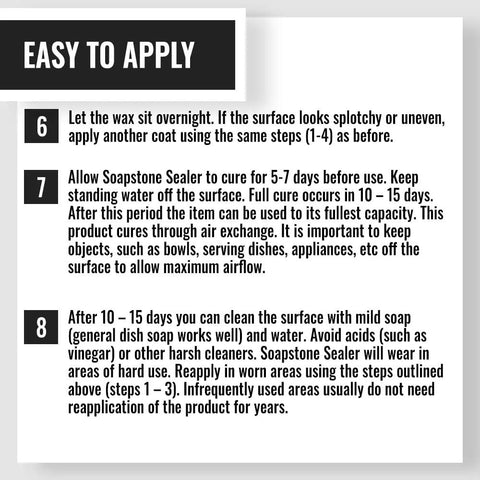 Application instructions for Stone Sealer For Concrete Granite Marble Slate Soapstone And Countertops 16 Oz All Natural Non Glossy Protectant