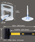 Tile Leveling System Clips One Thirty Second Inch, 2500 Piece Tile Spacers With Sixteen Ounce Rubber Mallet Hammer dimensions