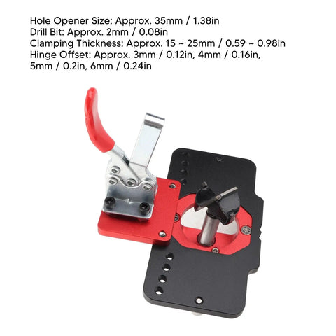 Concealed Hinge Jig With Quick Clamp For Cabinet Doors Aluminum Alloy Pro Grade Woodworking Tool 35Mm Hole Drilling Guide And Drill Bit Kit Set For Woodworking Durable Construction