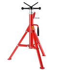 Pipe jack stand, red steel, adjustable height, folding tripod legs; Amazon brand