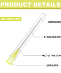 Pro Grade 20 Gauge 1.5 Inch Luer Lock Needles For Science Labs And Industrial Dispensing, stainless steel needle with protective cover.