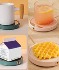 Smart Electric Coffee Mug Warmer Triple Temperature Settings Digital Display with compact base for coffee, milk, and snacks.