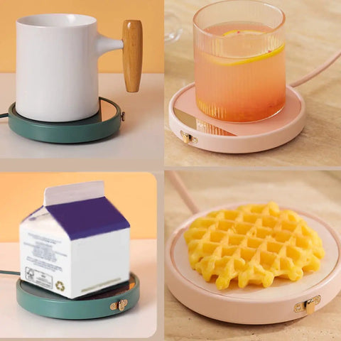Smart Electric Coffee Mug Warmer Triple Temperature Settings Digital Display with compact base for coffee, milk, and snacks.