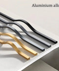 Brushed Gold Aluminum Alloy Sleek Cabinet Handles Set 2 Pcs Finger Edge Pulls Cupboard Drawer Door Levers 160mm grouped view