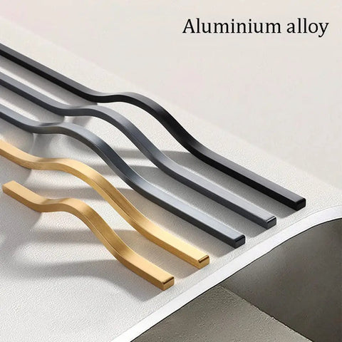 Brushed Gold Aluminum Alloy Sleek Cabinet Handles Set 2 Pcs Finger Edge Pulls Cupboard Drawer Door Levers 160mm grouped view