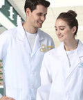 Custom Embroidered Lab Coat With Icons And Name Text, Unisex White Long Sleeve Medical Coat For Doctors Nurses Dentists, Personal Name Included, Durable 65/35 Polyester Cotton Blend, Breathable All Day Comfort And Pro Grade, Women Size Available